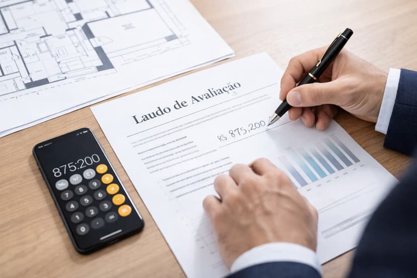 Foto de um laudo de avaliação de preço de um imóvel